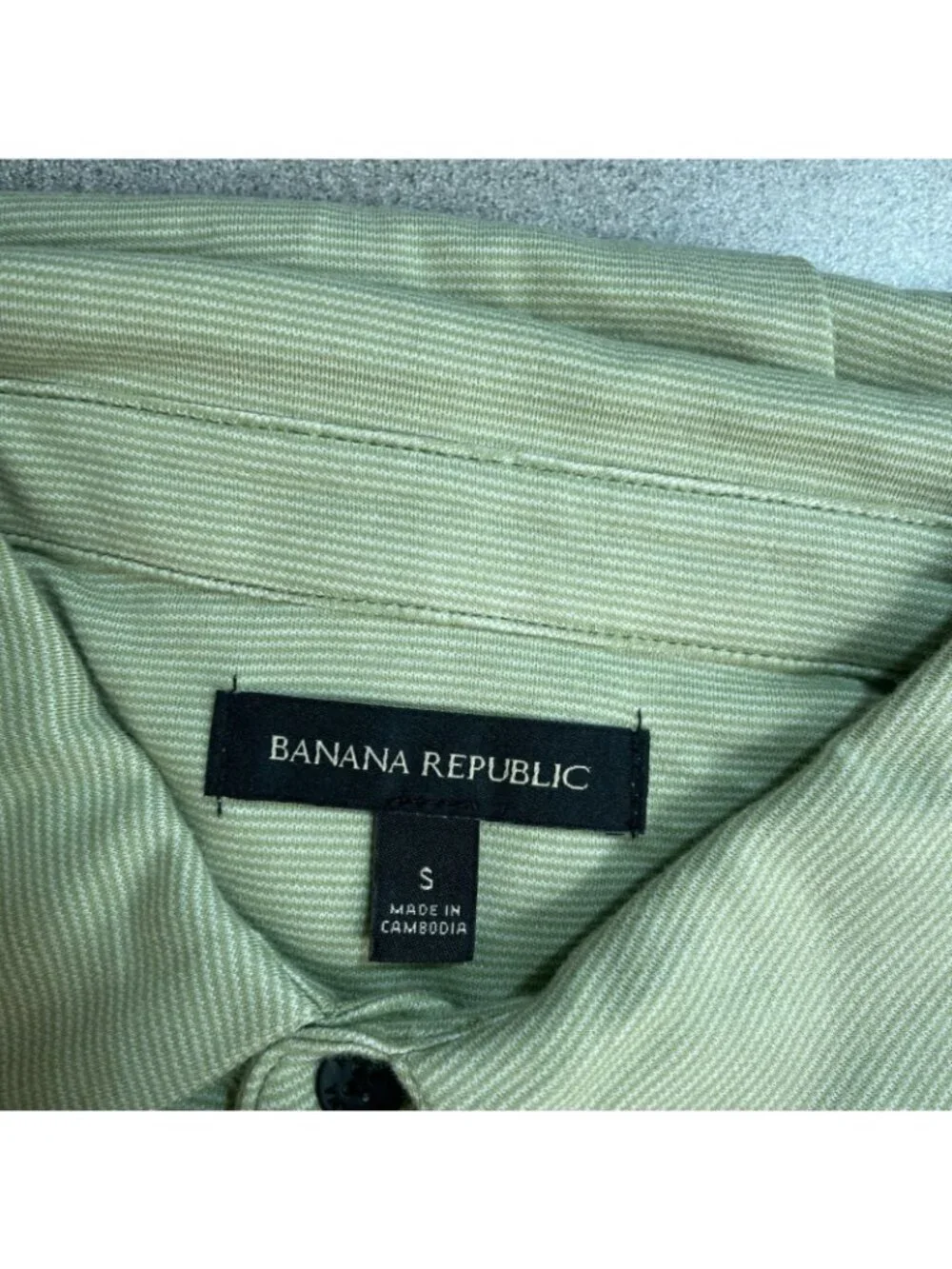 NWT Banana Republic Men's S Green Luxe Touch Polo Shirt Pinstriped Stretched